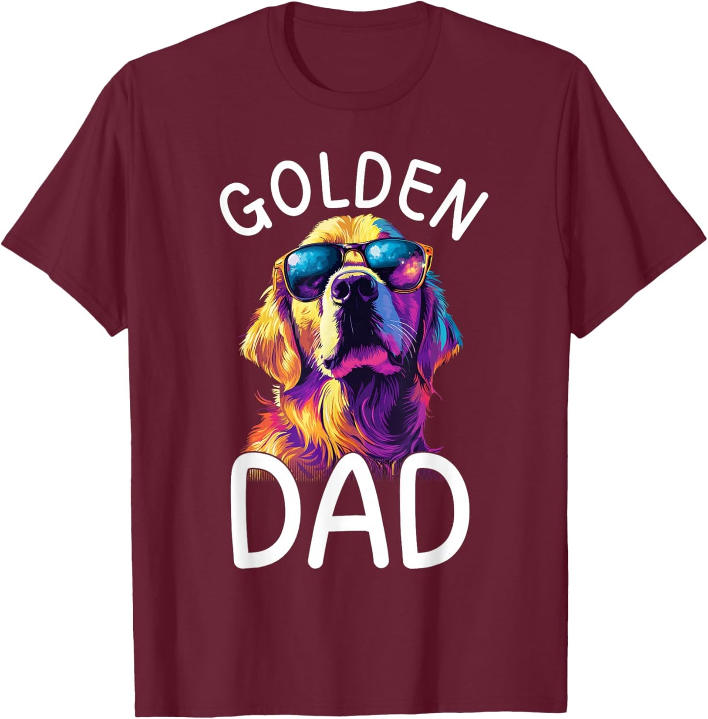 Golden Retriever Lovers Pop Art Golden Retriever Dad T-Shirt - T-Shirt | Maroon