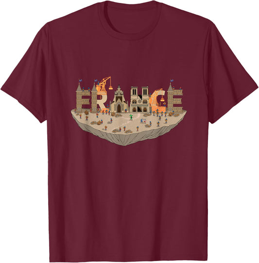 Medieval French History Lover Construction Word Art - France T-Shirt - T-Shirt | Maroon