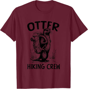 Otter Hiking Crew Backpacker Funny Otter T-Shirt - T-Shirt | Maroon