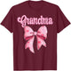 mothers day coquette bow family matching Groovy pink Grandma T-Shirt - T-Shirt | Maroon