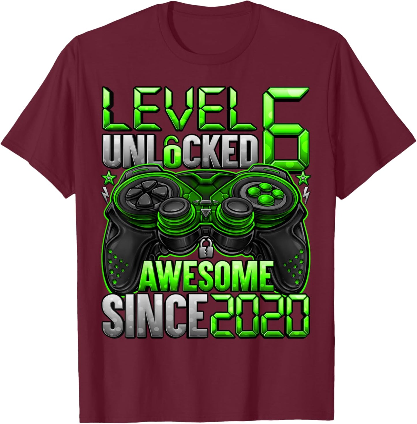 Level 6 Unlocked 6 Year Old Gifts for Boys 6th Birthday Boy T-Shirt - T-Shirt | Maroon