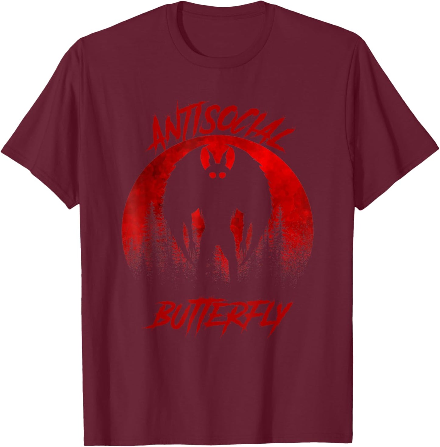 Mothman Tarot Card Antisocial Butterfly Cryptozoologist T-Shirt - T-Shirt | Maroon