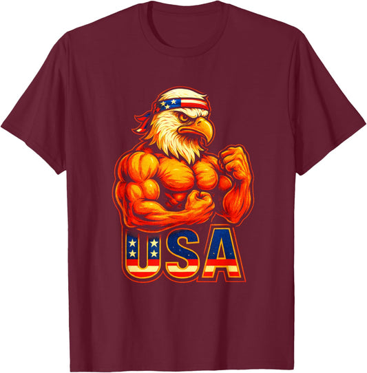 USA - American Bald Eagle Patriotic Pride T-Shirt - T-Shirt | Maroon