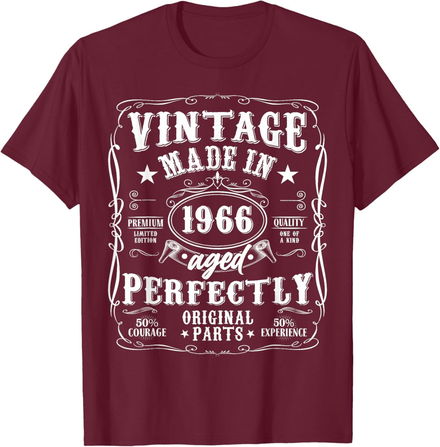 60th Birthday Man Woman 60 Years 1966 Decorative Gift Funny T-Shirt - T-Shirt | Maroon