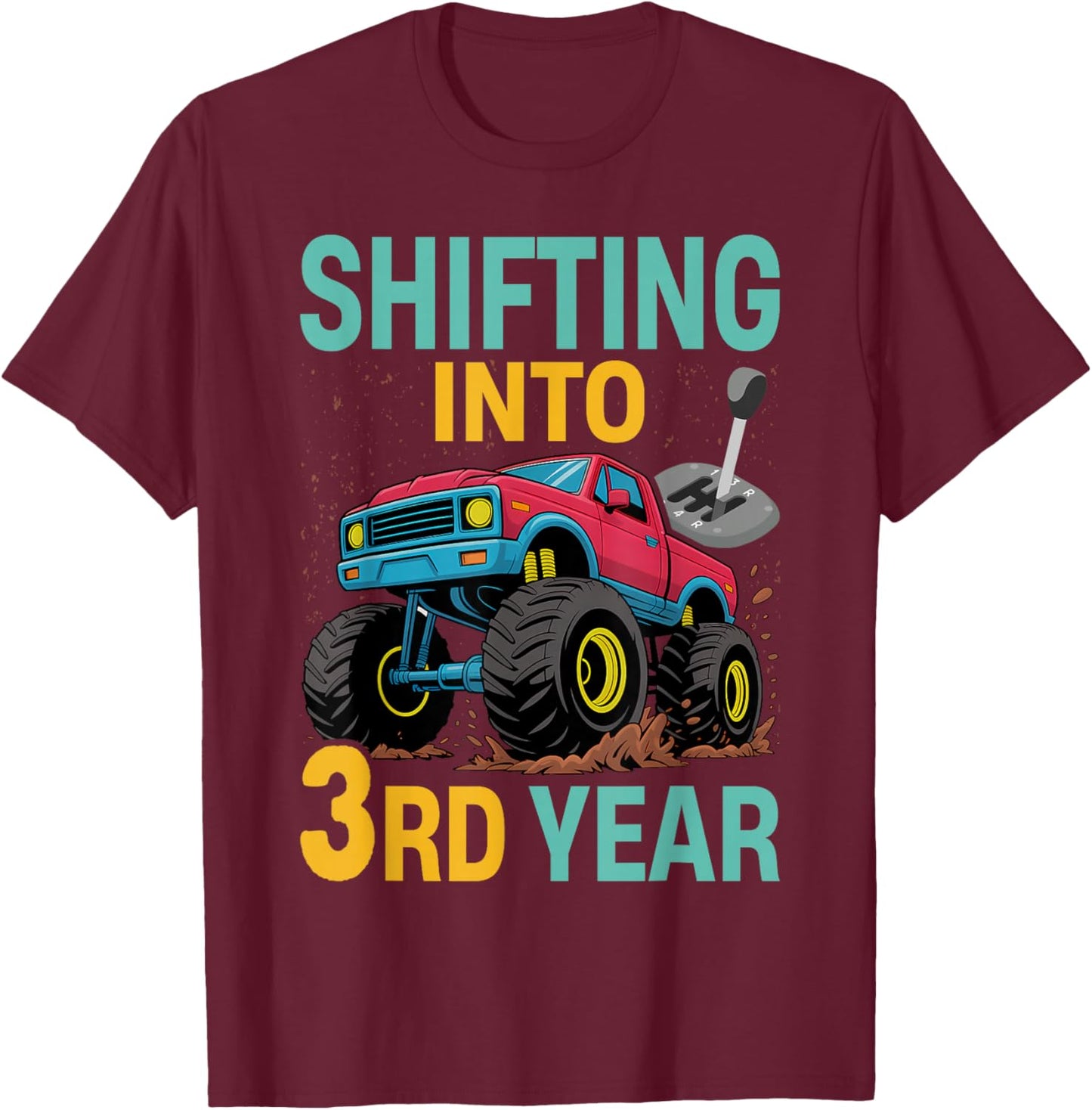 Shifting into 3rd Year Third Racing Car Theme Birthday Boy T-Shirt - T-Shirt | Maroon