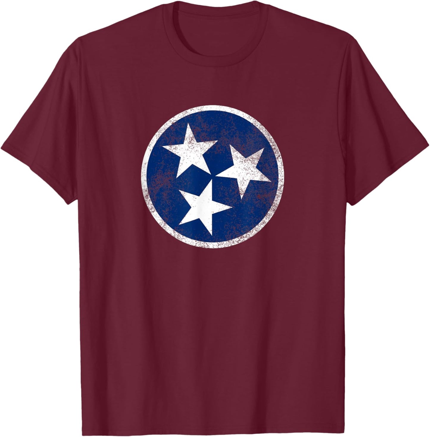 Tennessee Flag Tristar Logo Retro Vintage Distressed T-Shirt - T-Shirt | Maroon
