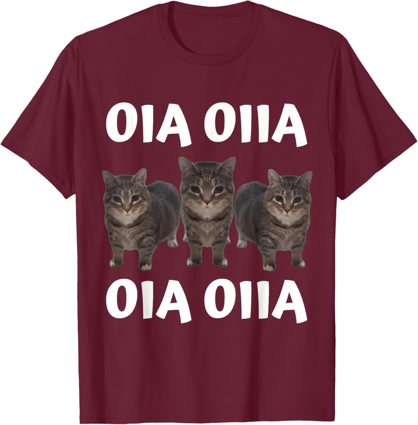 Funny oia oiia oiia Spinning Cat Meme Oia Oiiai Oiiiai Cat T-Shirt - T-Shirt | Maroon
