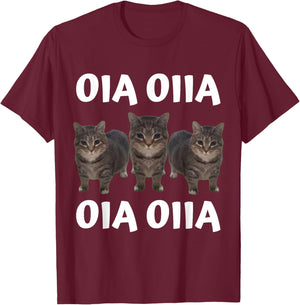 Funny oia oiia oiia Spinning Cat Meme Oia Oiiai Oiiiai Cat T-Shirt - T-Shirt | Maroon