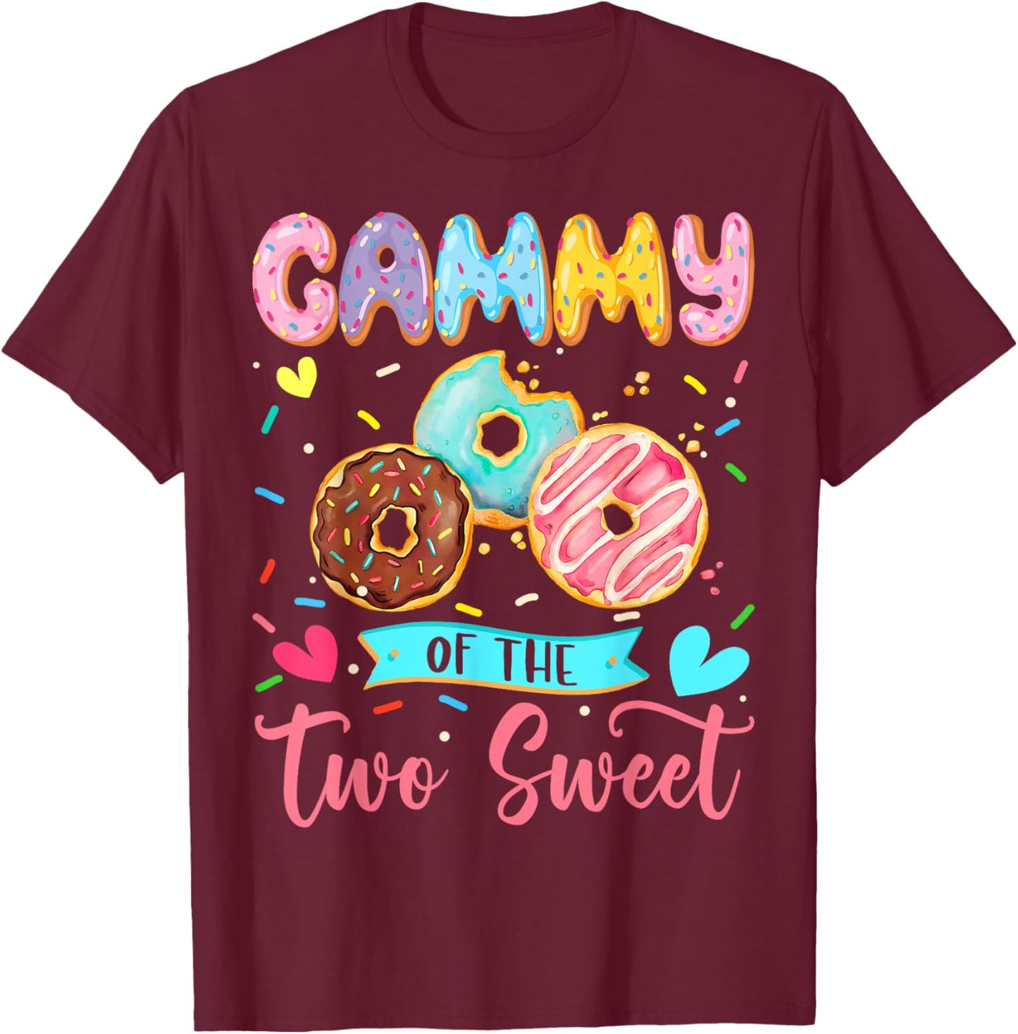 Gammy Of The Two Sweet 2Nd Birthday Girl Donut Matching T-Shirt - T-Shirt | Maroon