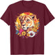 Lioness With Flowers Majestic Sunset T-Shirt - T-Shirt | Maroon