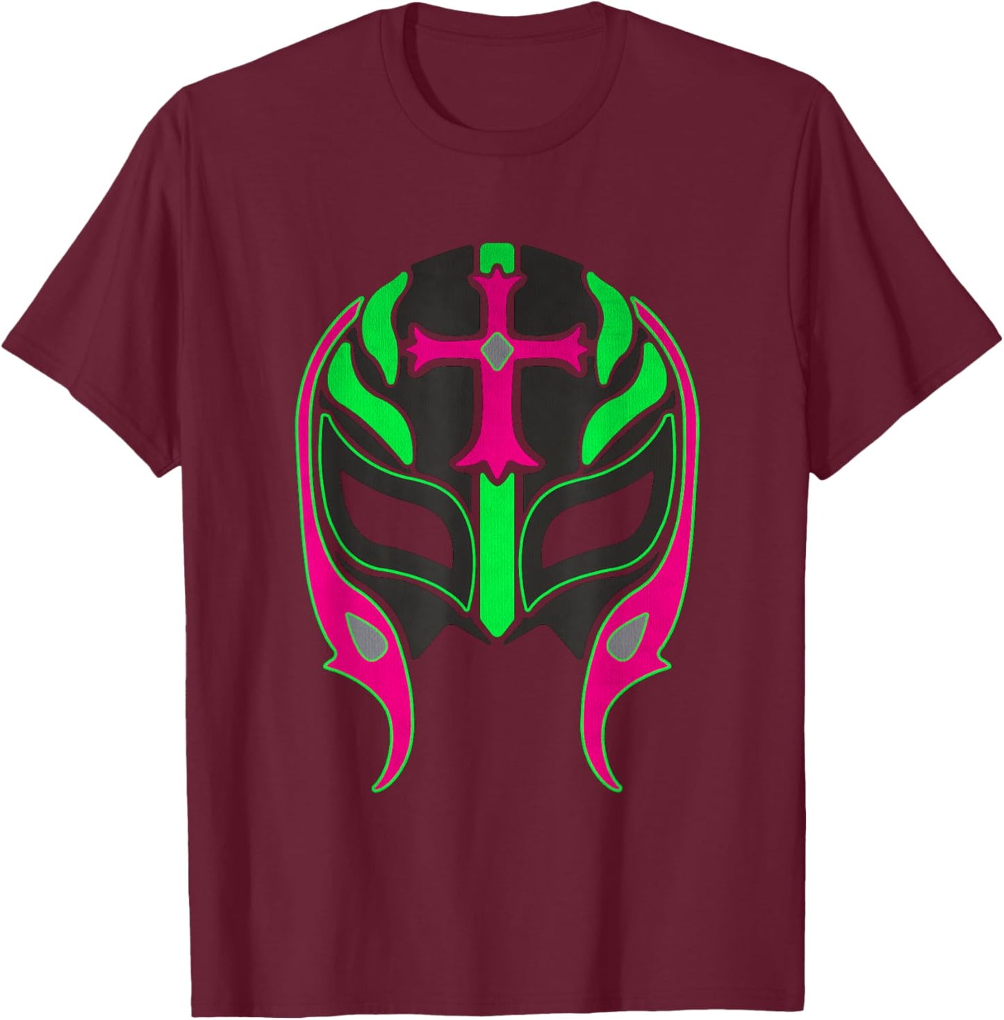 Art Wrestling Mask Graphic Gift Lucha Libre Vintage T-Shirt - T-Shirt | Maroon