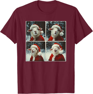 Sheep Santa Christmas Farm Animal T-Shirt - T-Shirt | Maroon