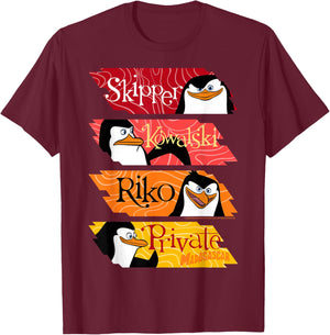 Madagaskar Pinguins Name Panels Poster T-Shirt - T-Shirt | Maroon