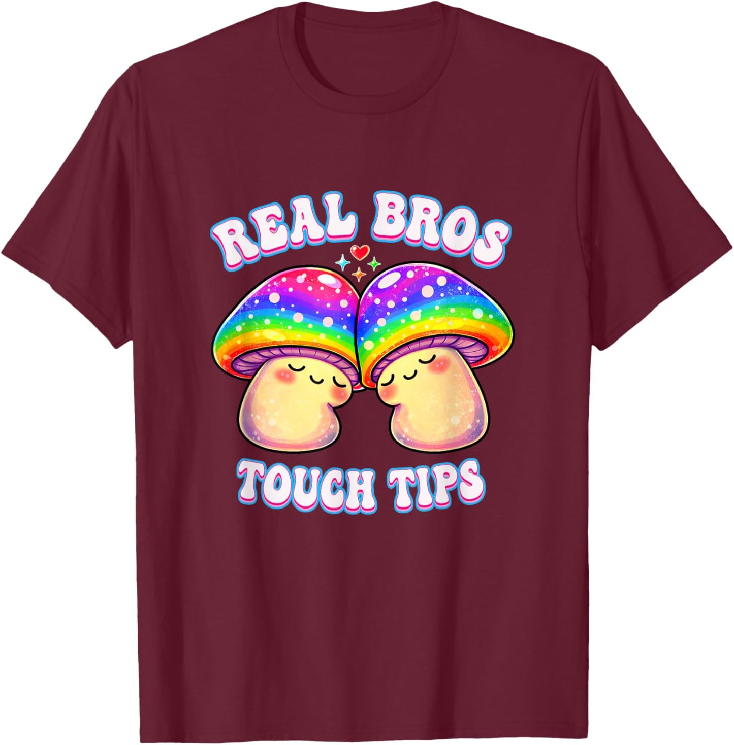 Real Bro's Touch Tips - Cute Gay Pride Friendship T-Shirt - T-Shirt | Maroon