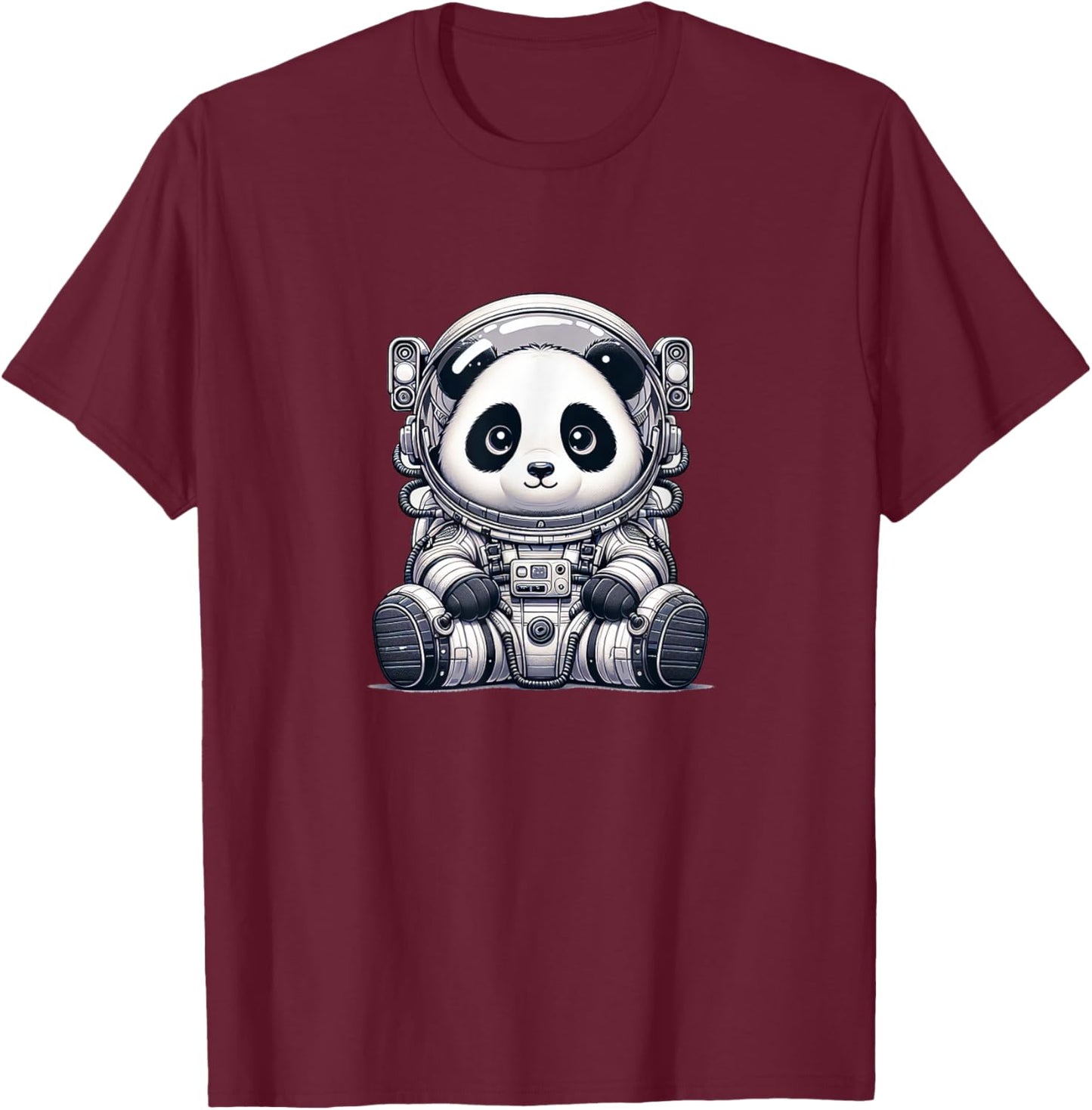Cute Panda Astronaut T-Shirt - T-Shirt | Maroon