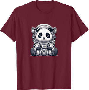 Cute Panda Astronaut T-Shirt - T-Shirt | Maroon
