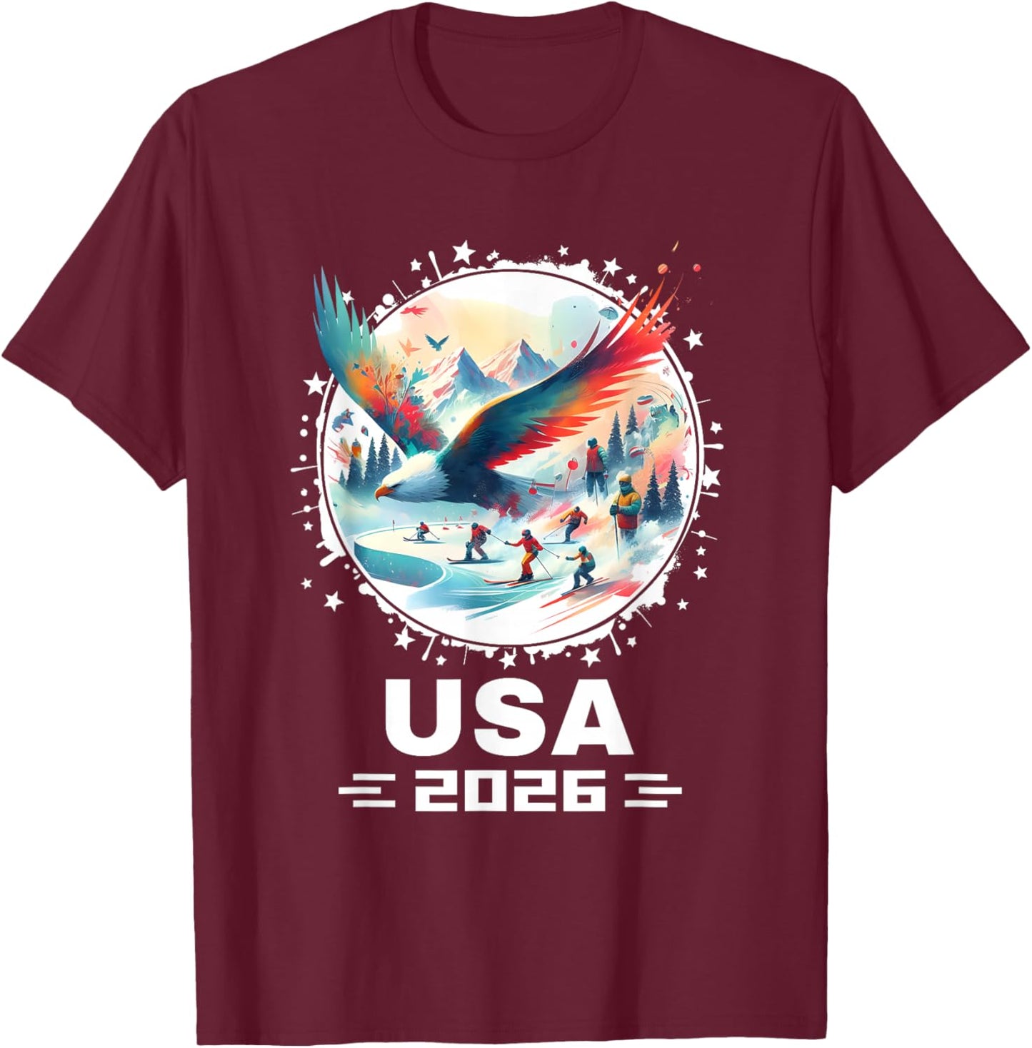 USA 2026 Go United States Winter Sport USA Team 2026 USA T-Shirt - T-Shirt | Maroon