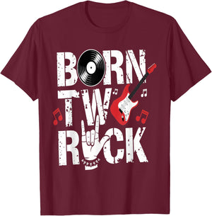 Born Two Rock 2nd Birthday Guitar Design T-Shirt - T-Shirt | Maroon
