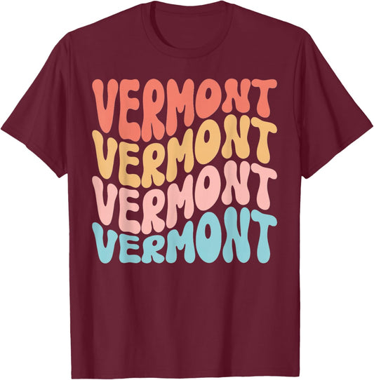Funny Cute Retro Graphic Men Women & Kids Vermont T-Shirt - T-Shirt | Maroon