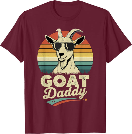 Goat Daddy Shirt Vintage Retro Goat Lover Men T-Shirt - T-Shirt | Maroon