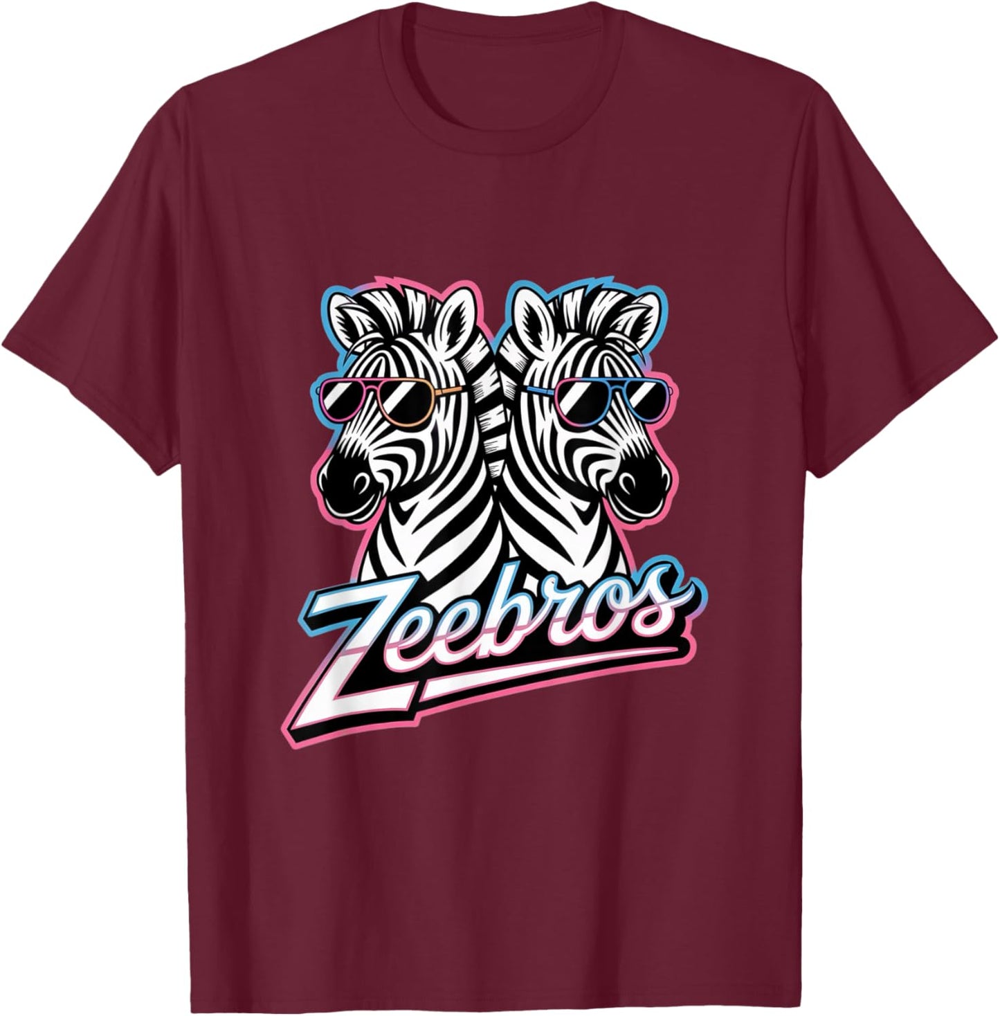 Zeebros Cute Zebra Duo Design for Zebros Lovers T-Shirt - T-Shirt | Maroon