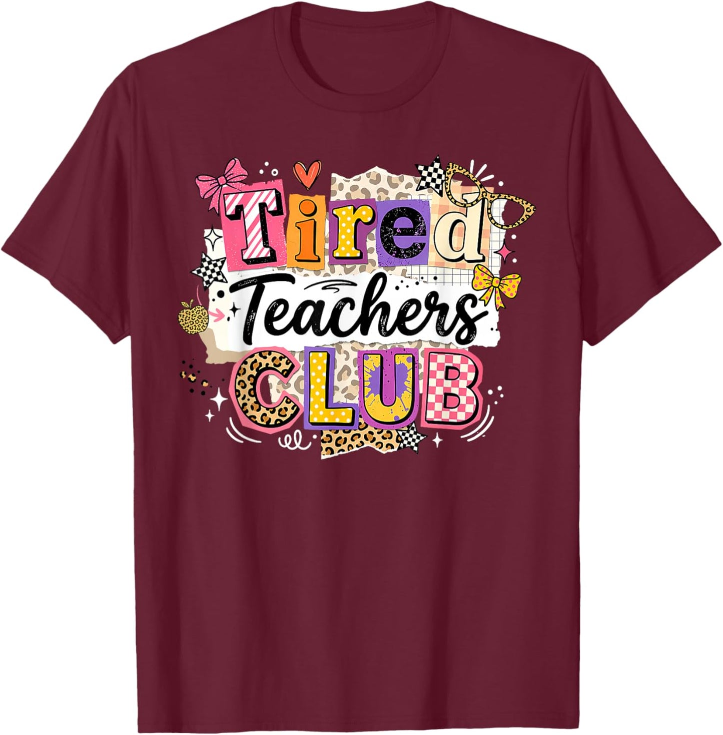 Tired Teachers Summer Club Funny Teacher Summer Vacation T-Shirt - T-Shirt | Maroon