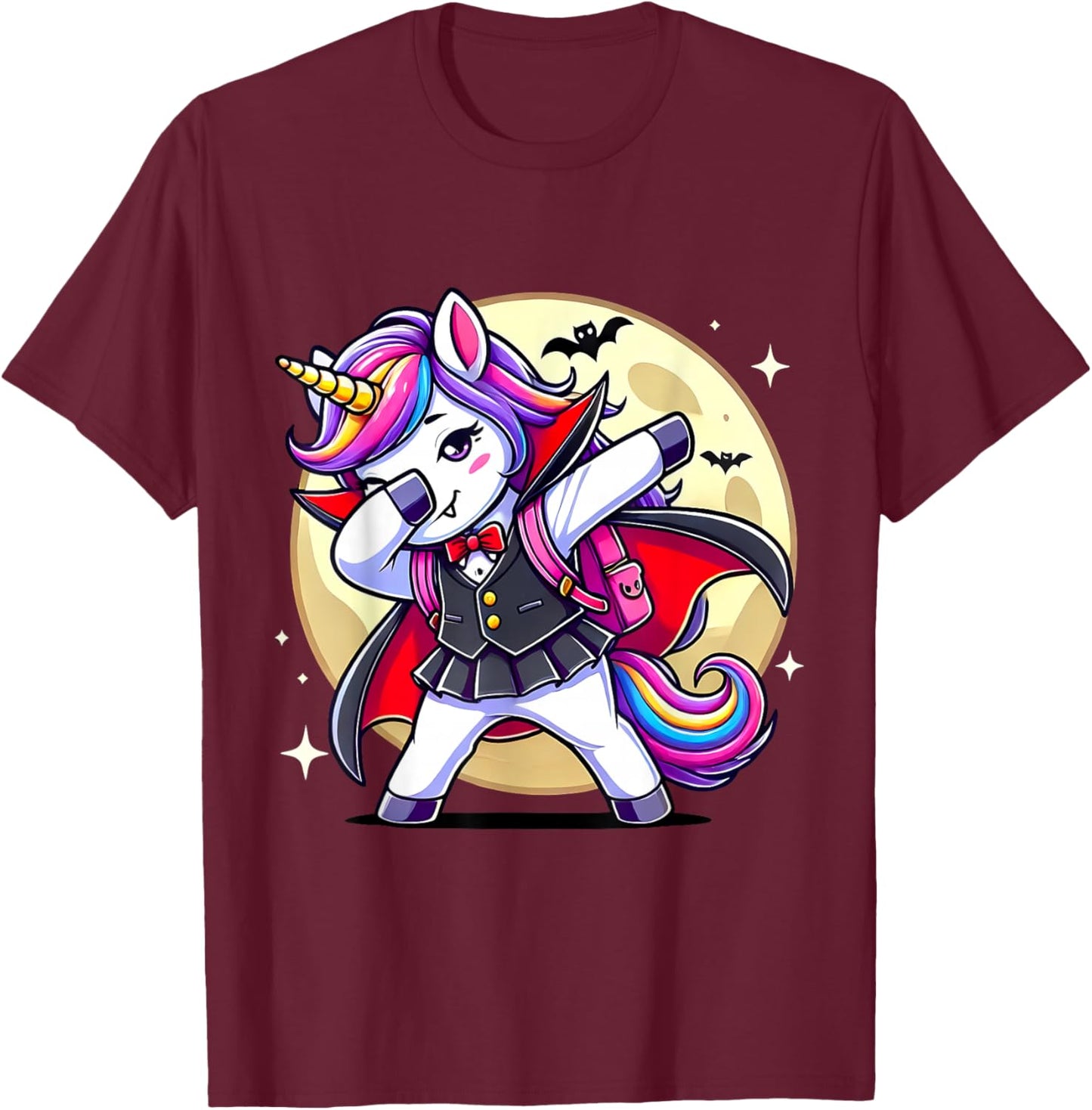 Funny Unicorn Dabbing Costumes Dab Spooky Halloween Vampire T-Shirt - T-Shirt | Maroon