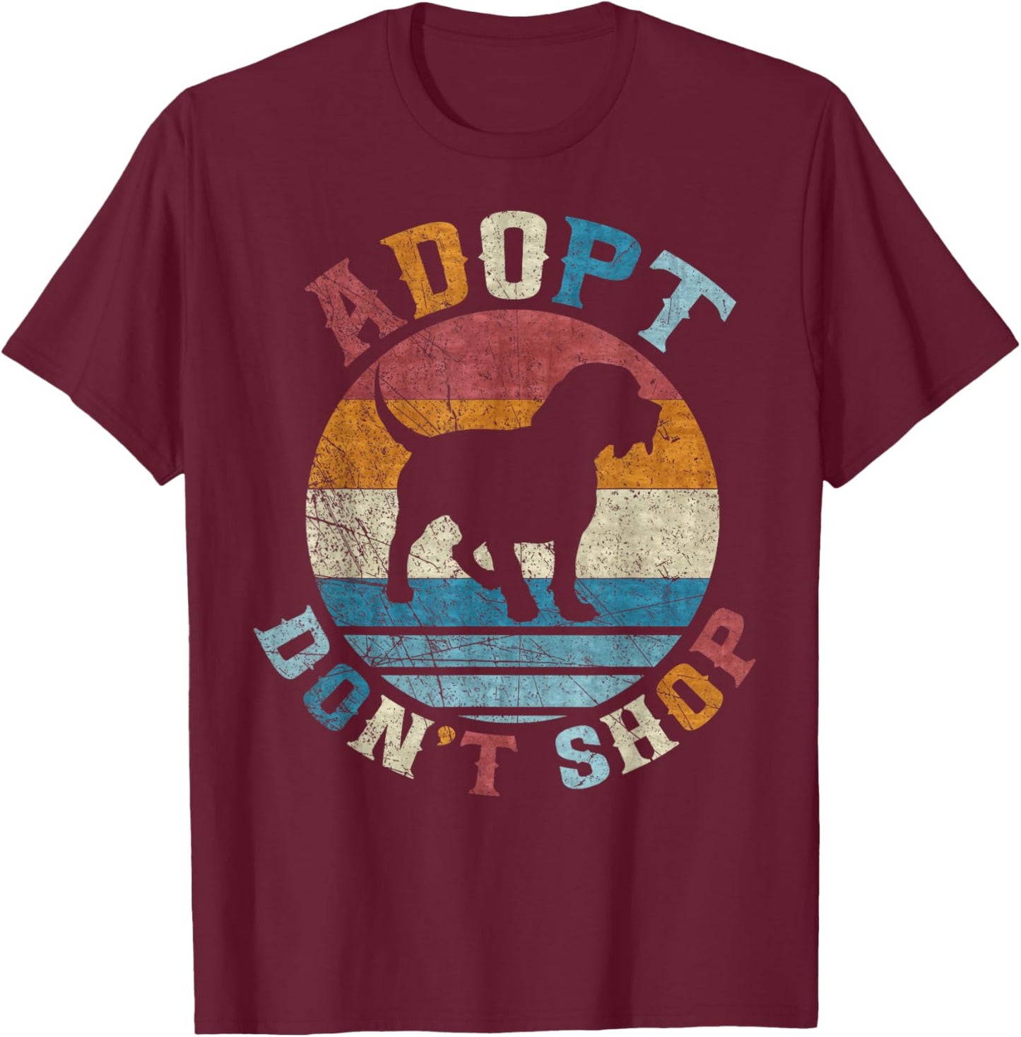 Vintage Retro Adopt Don't Shop, I Love My Beagle T-Shirt - T-Shirt | Maroon