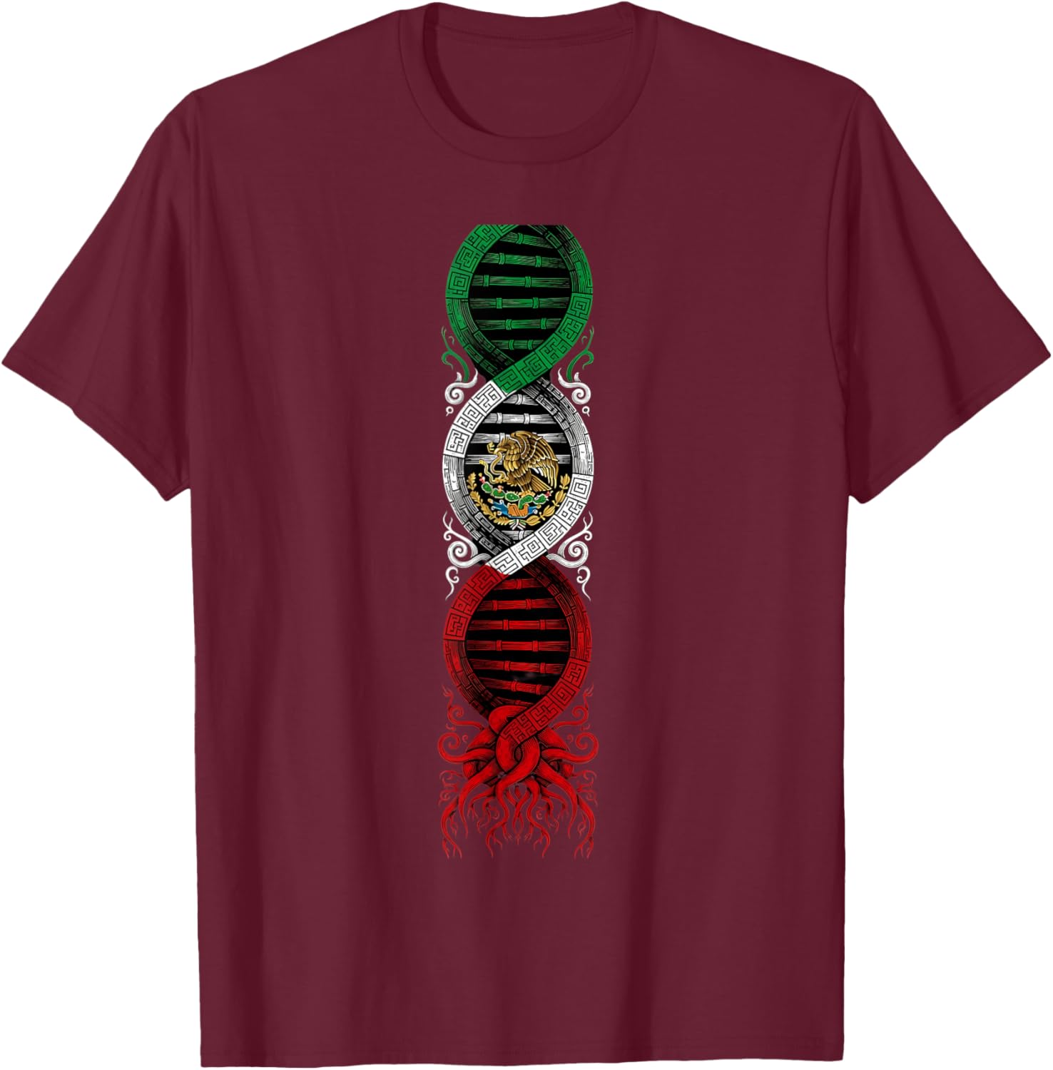 Mexico Flag Mexican Pride Mexican Roots Mexican Flag T-Shirt - T-Shirt | Maroon