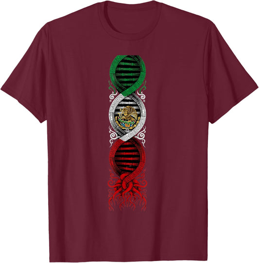 Mexico Flag Mexican Pride Mexican Roots Mexican Flag T-Shirt - T-Shirt | Maroon