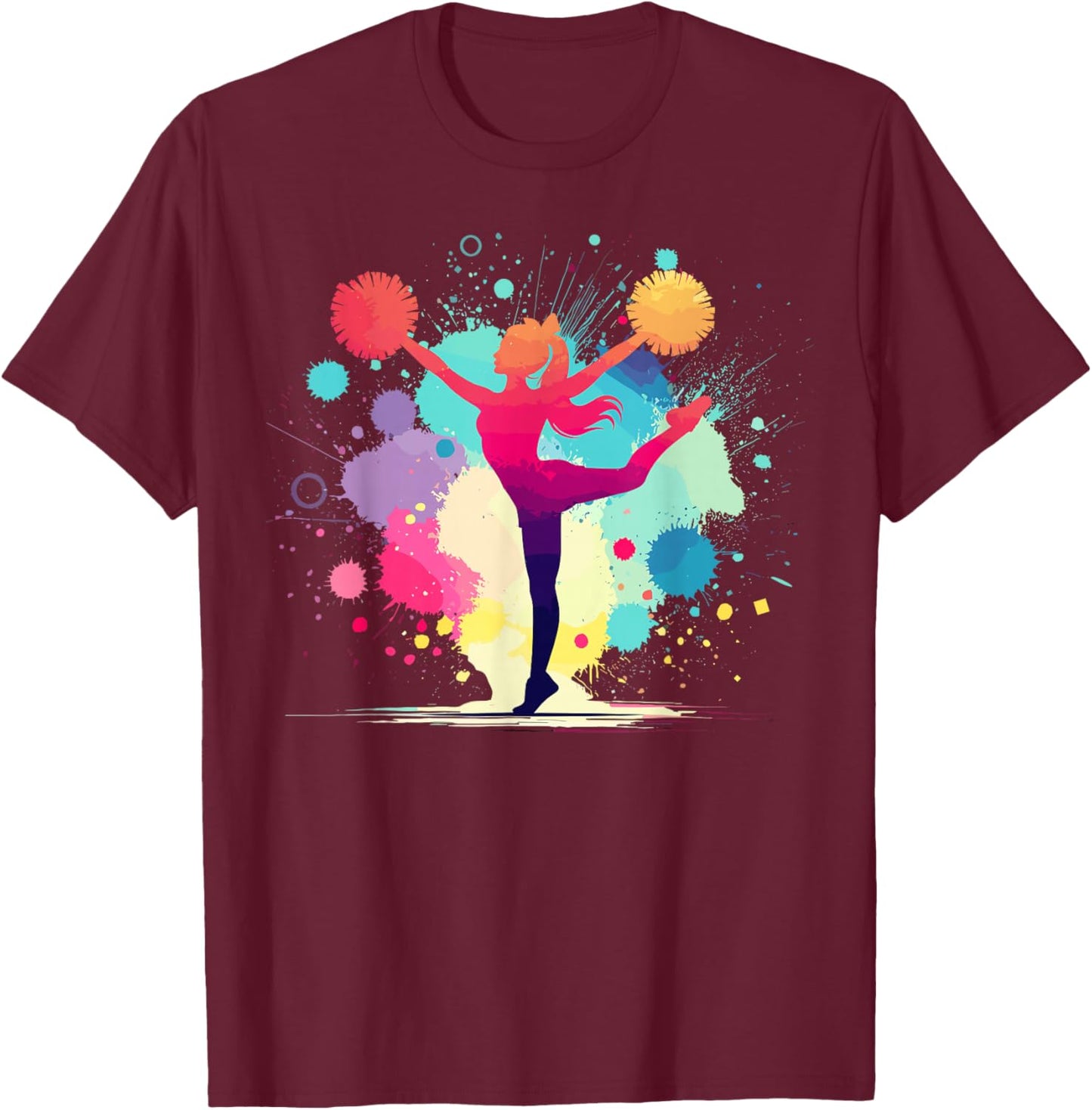 Cheerleader and Cheerleader Graphic for Girls T-Shirt - T-Shirt | Maroon