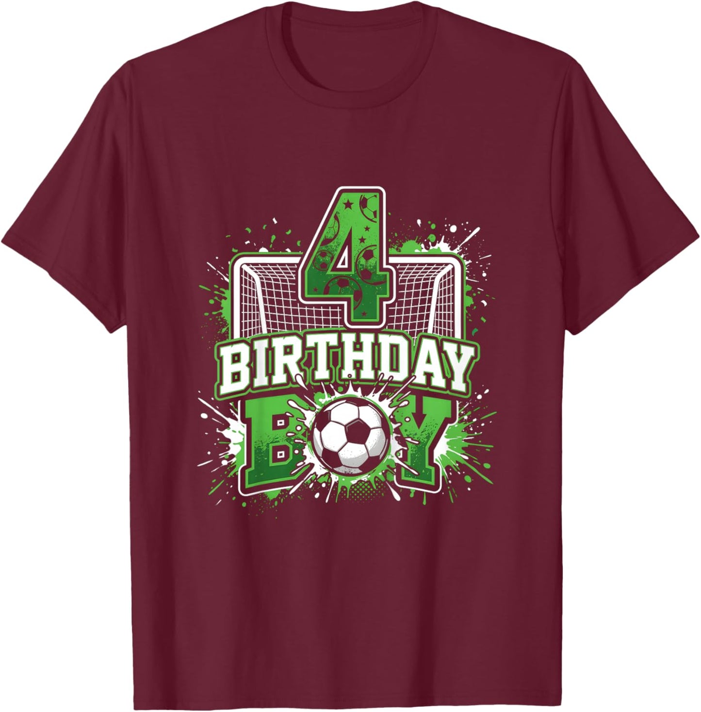 Filet de Football pour 4e Anniversaire garçon 4 Ans T-Shirt - T-Shirt | Maroon