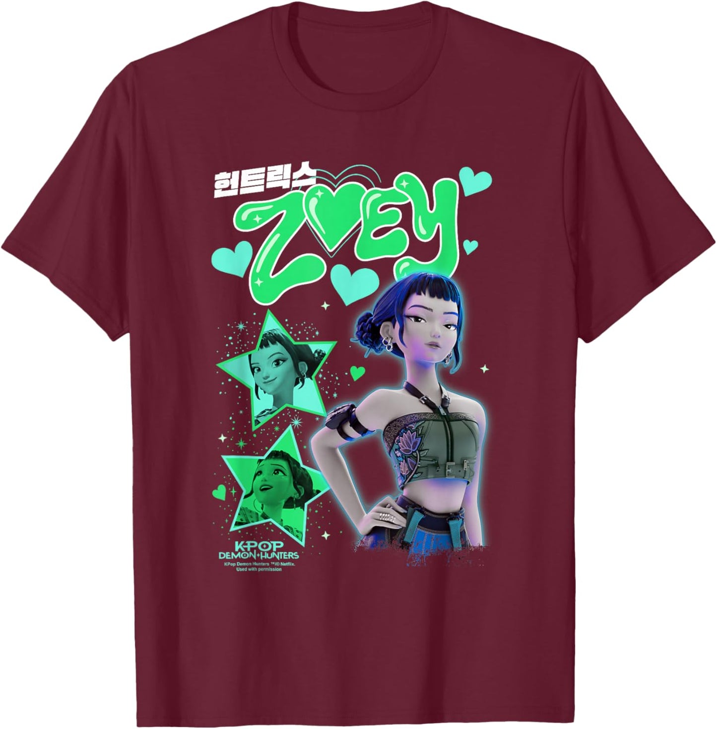 KPop Demon Hunters Huntrix Zoey Popstar T-Shirt - T-Shirt | Maroon