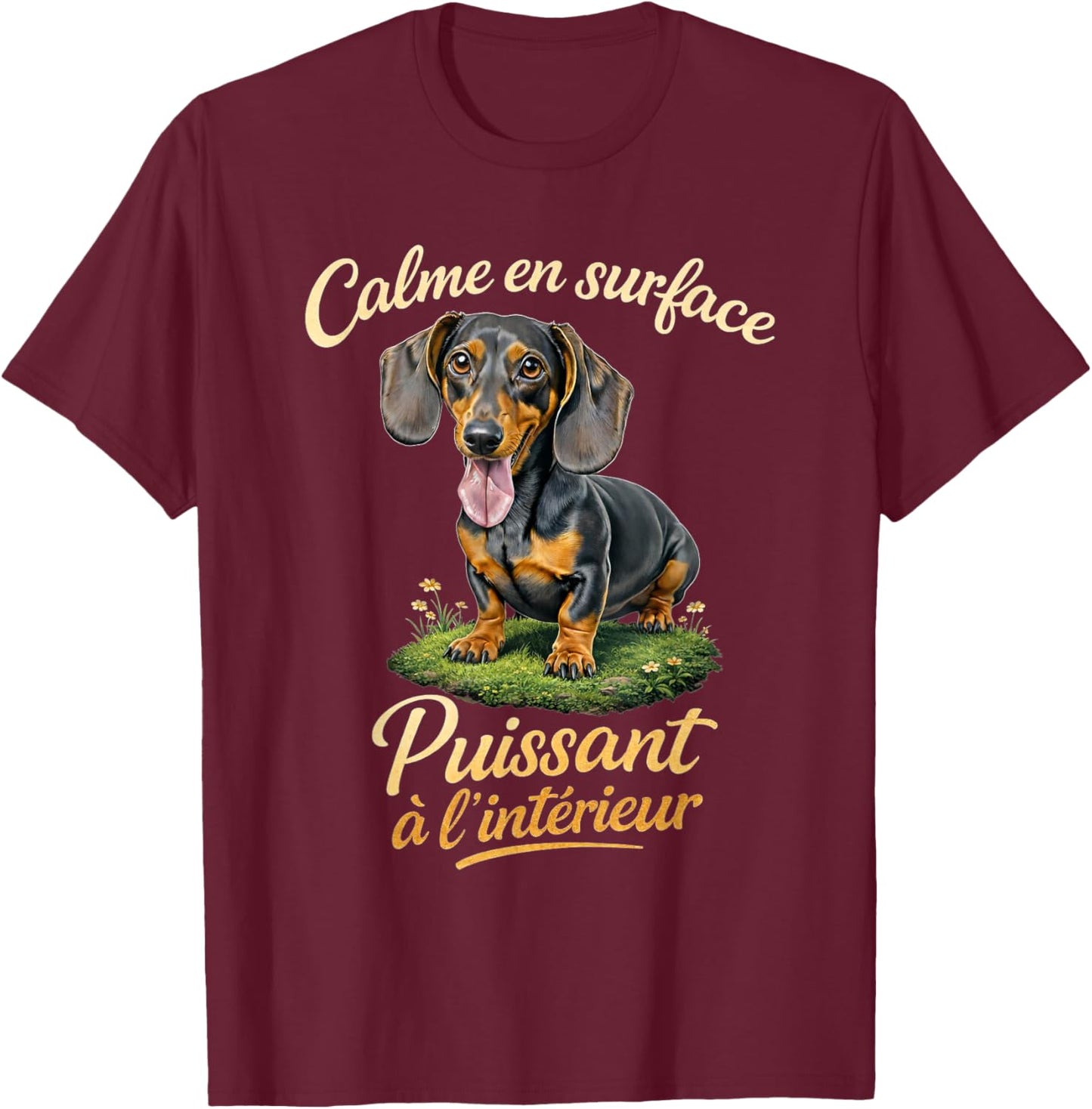 Idée Cadeau pour Fan de Chien et Amoureux de Teckel T-Shirt - T-Shirt | Maroon