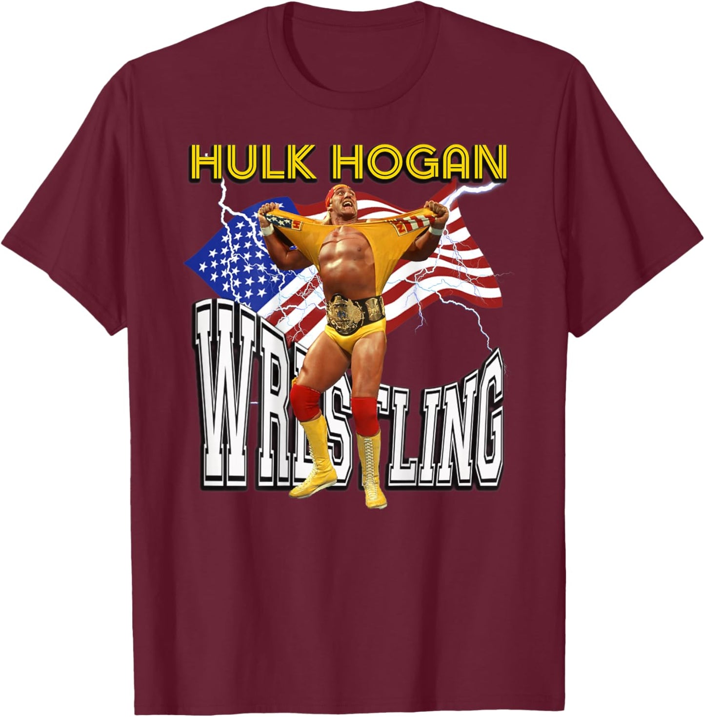 Hulk Hogan_007_Back Printed T-Shirt - T-Shirt | Maroon