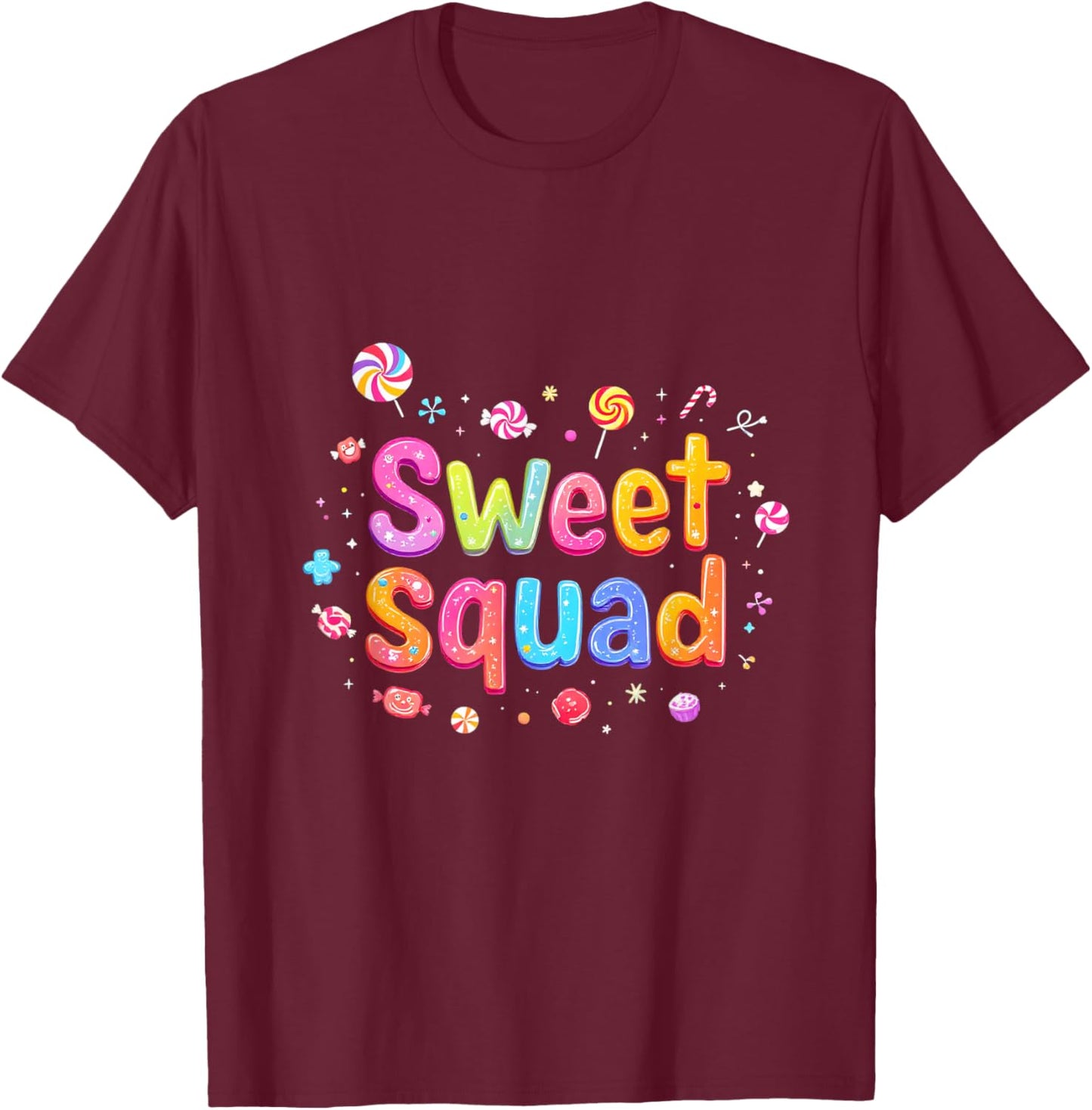 Sweet Squad Playful Candy T-Shirt - T-Shirt | Maroon