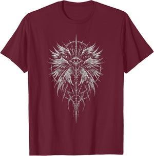 Seraphim Book of Enoch All Seeing Eye Goth Angel Occult Art T-Shirt - T-Shirt | Maroon