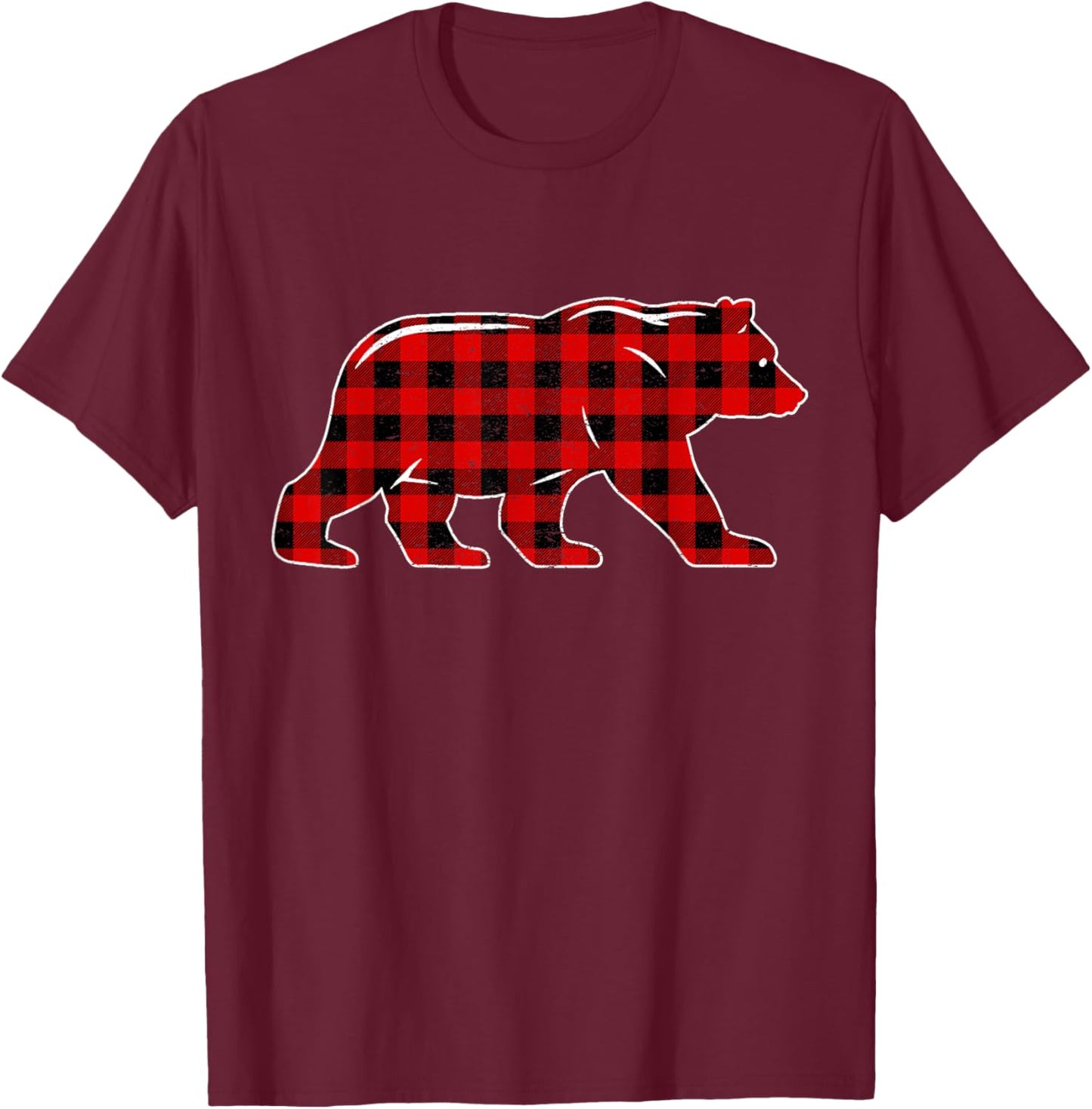Red Buffalo Plaid Christmas Bear Pajama Sweater Women Men T-Shirt - T-Shirt | Maroon