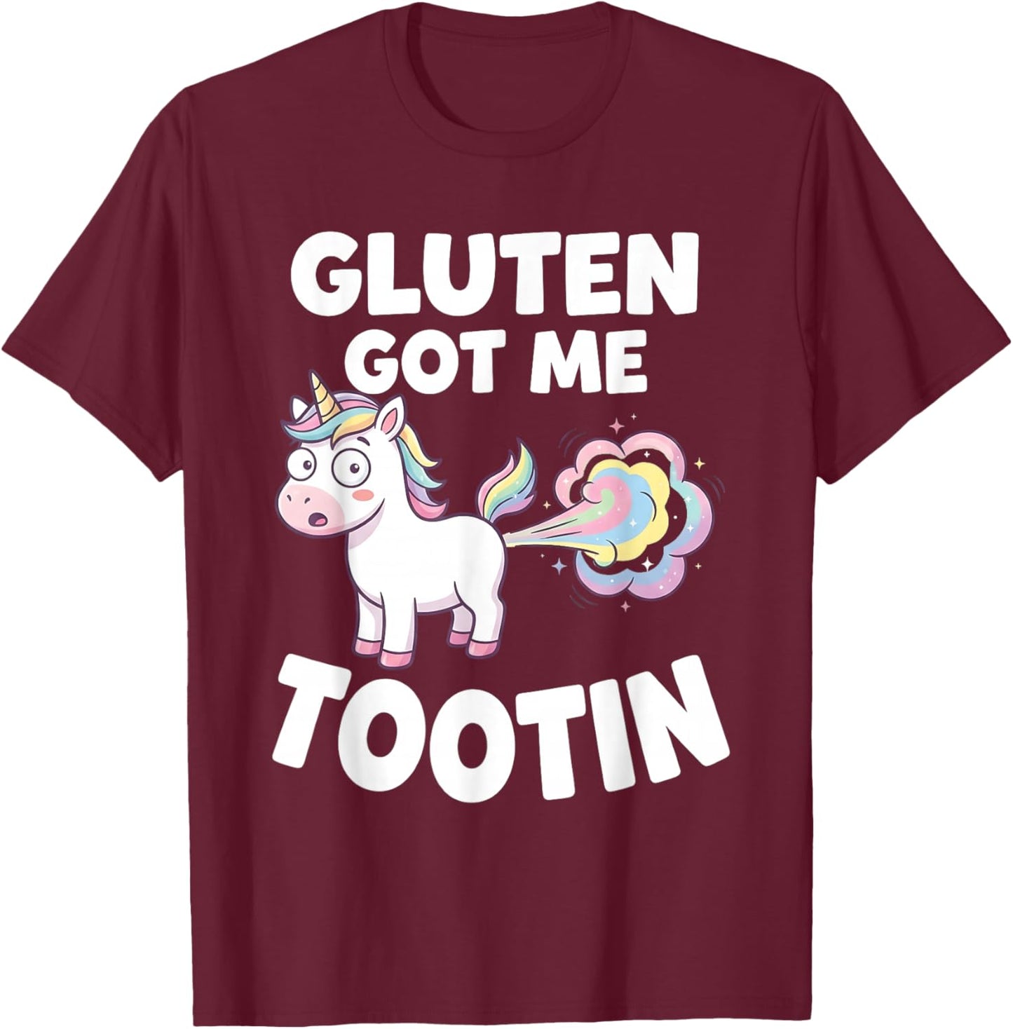 Gluten Got Me Tootin Panda T-Shirt - T-Shirt | Maroon
