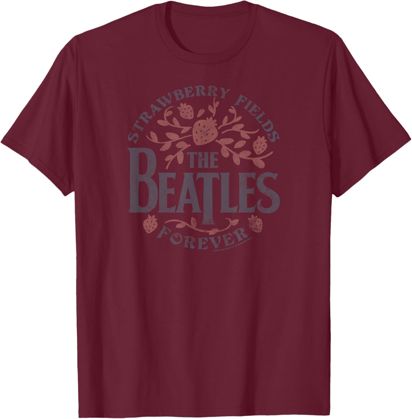 The Beatles Strawberry Fields Forever Design T-Shirt - T-Shirt | Maroon