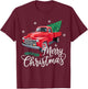 Vintage Wagon Red Truck Christmas Tree Pajama Family Xmas T-Shirt - T-Shirt | Maroon