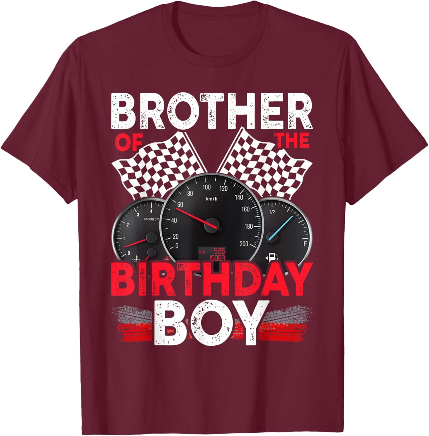 Race Car Brother Of The Birthday Boy Racing Family Pit Crew T-Shirt - T-Shirt | Maroon