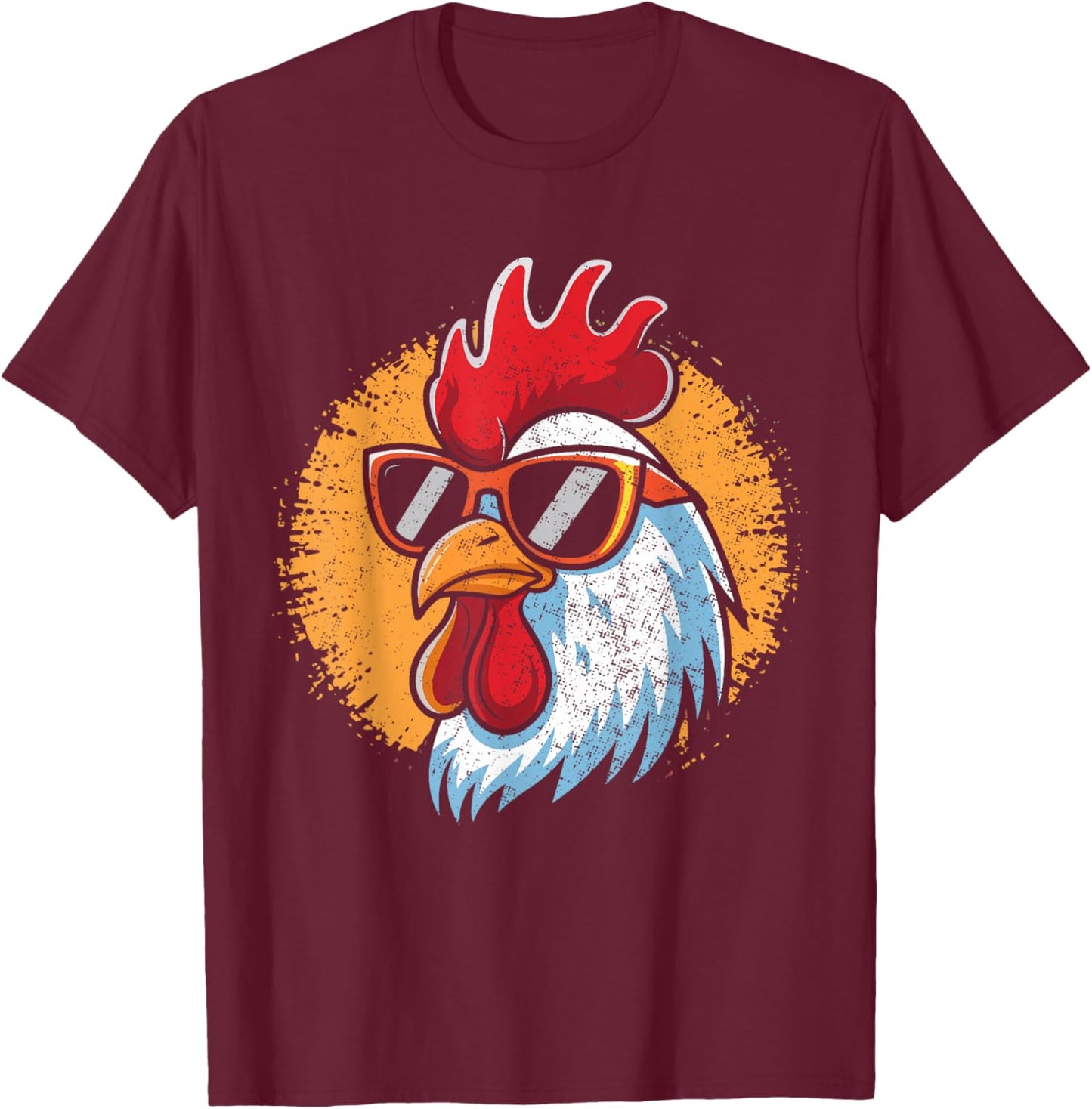 Vintage Rooster Chicken With Sunglasses Funny Farmer Men T-Shirt - T-Shirt | Maroon