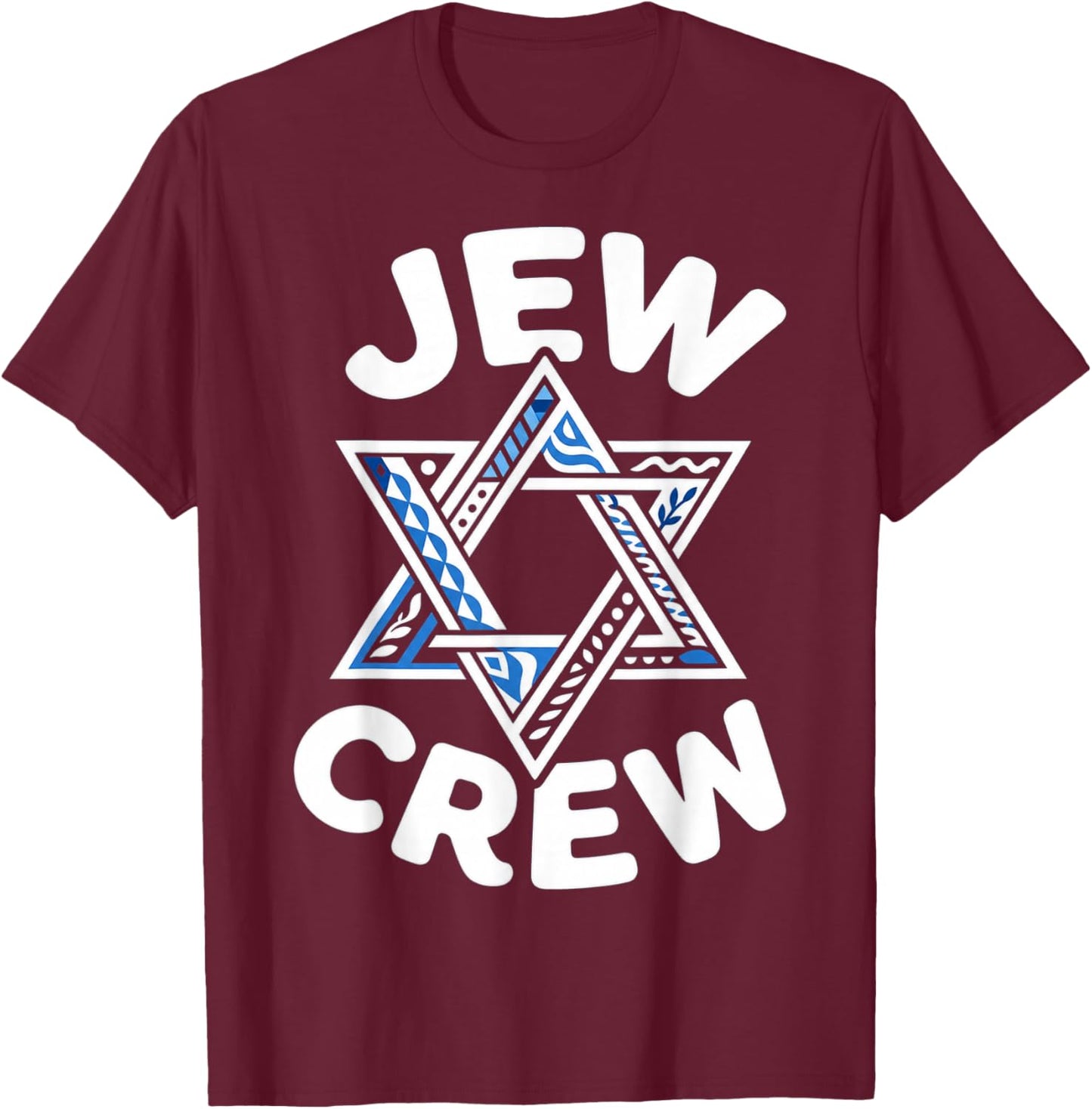 Jew Crew Star of David Graphic Design T-Shirt - T-Shirt | Maroon