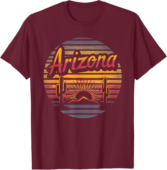 Arizona - Cool Funny Graphic Vintage Men Women Kids Retro T-Shirt - T-Shirt | Maroon