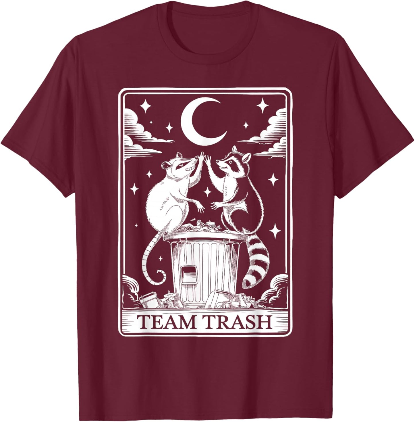 Opossum Raccoon Team Trash Tarot Card Gifts Women T-Shirt - T-Shirt | Maroon