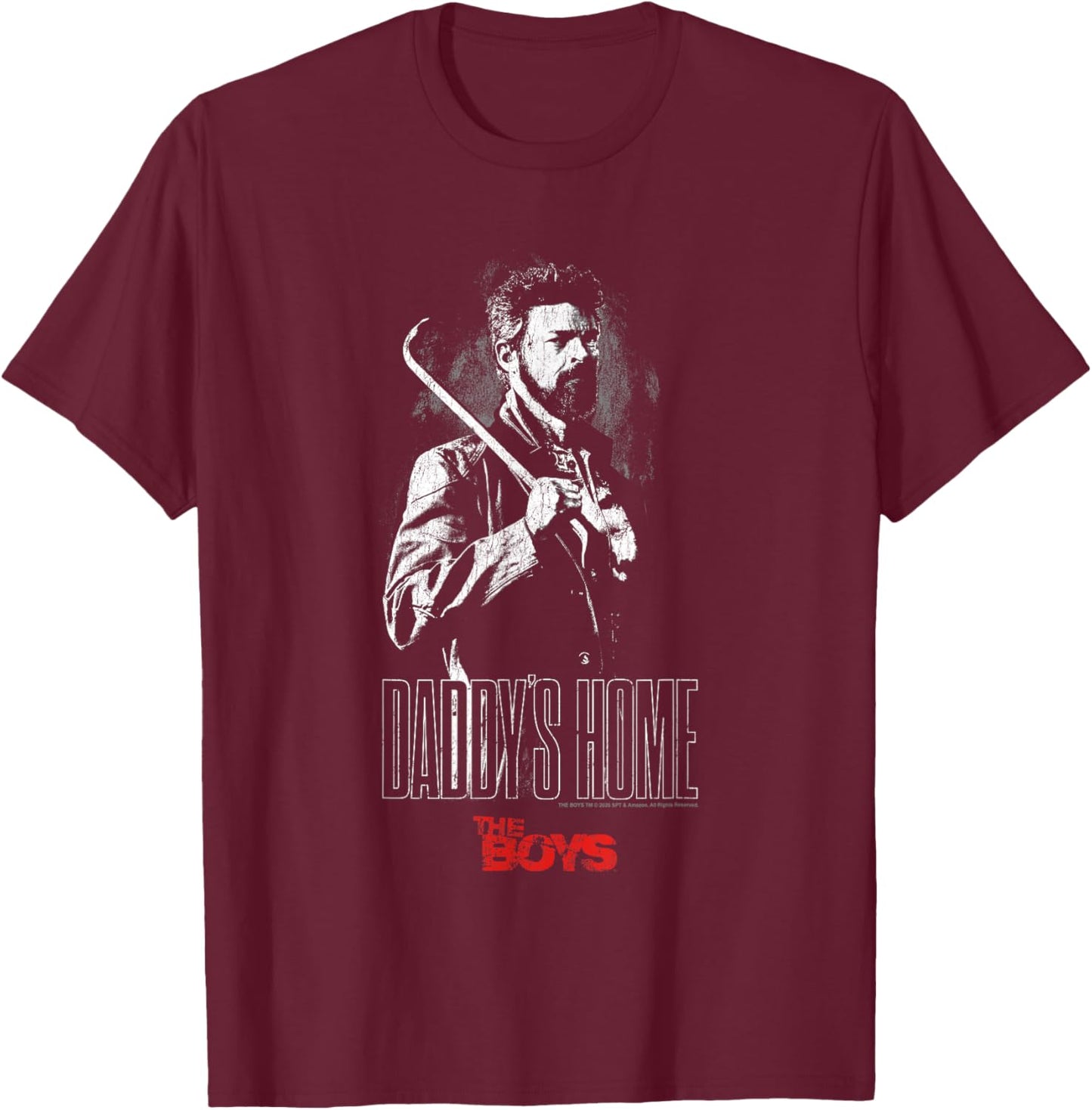 The Boys Daddy's Home Billy Butcher Black & White TV Show T-Shirt - T-Shirt | Maroon