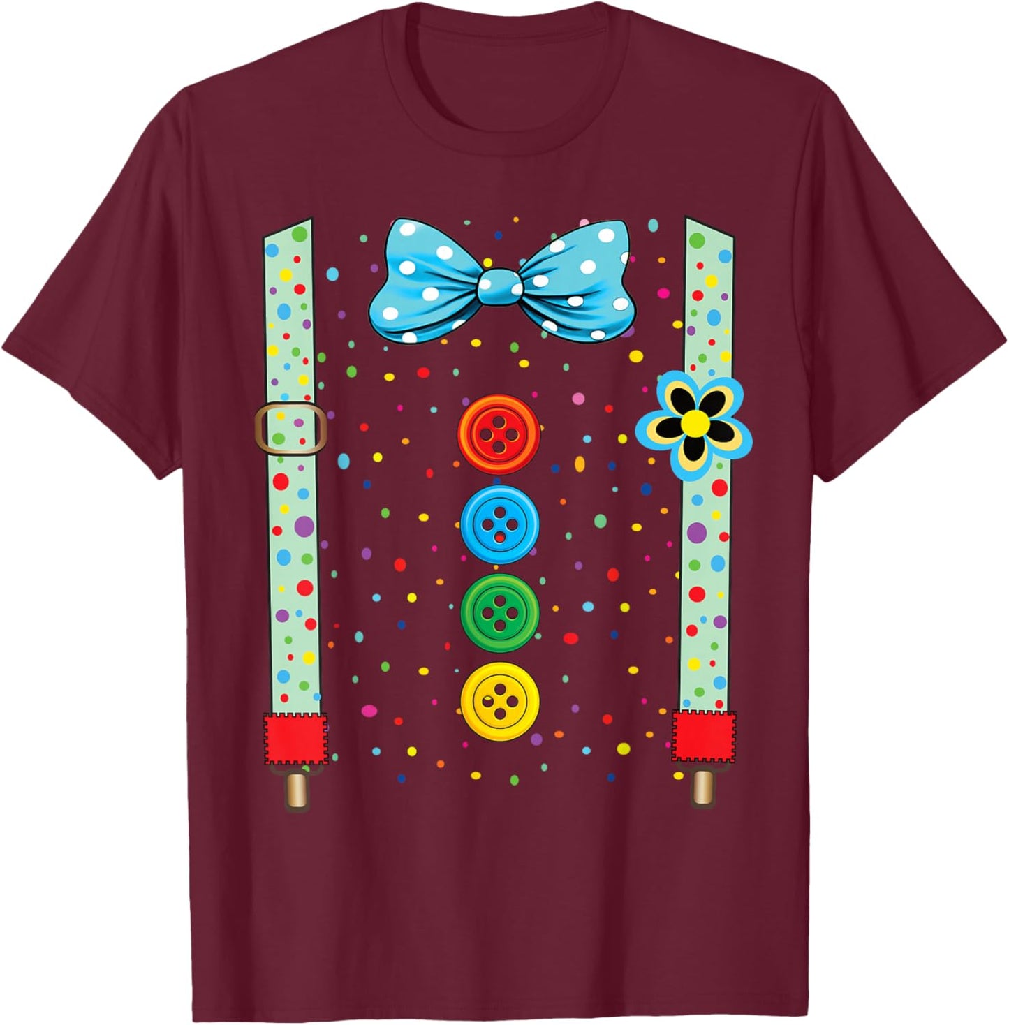 Carnival Costume Fancy Dress Costume Funny Clown Confetti T-Shirt - T-Shirt | Maroon