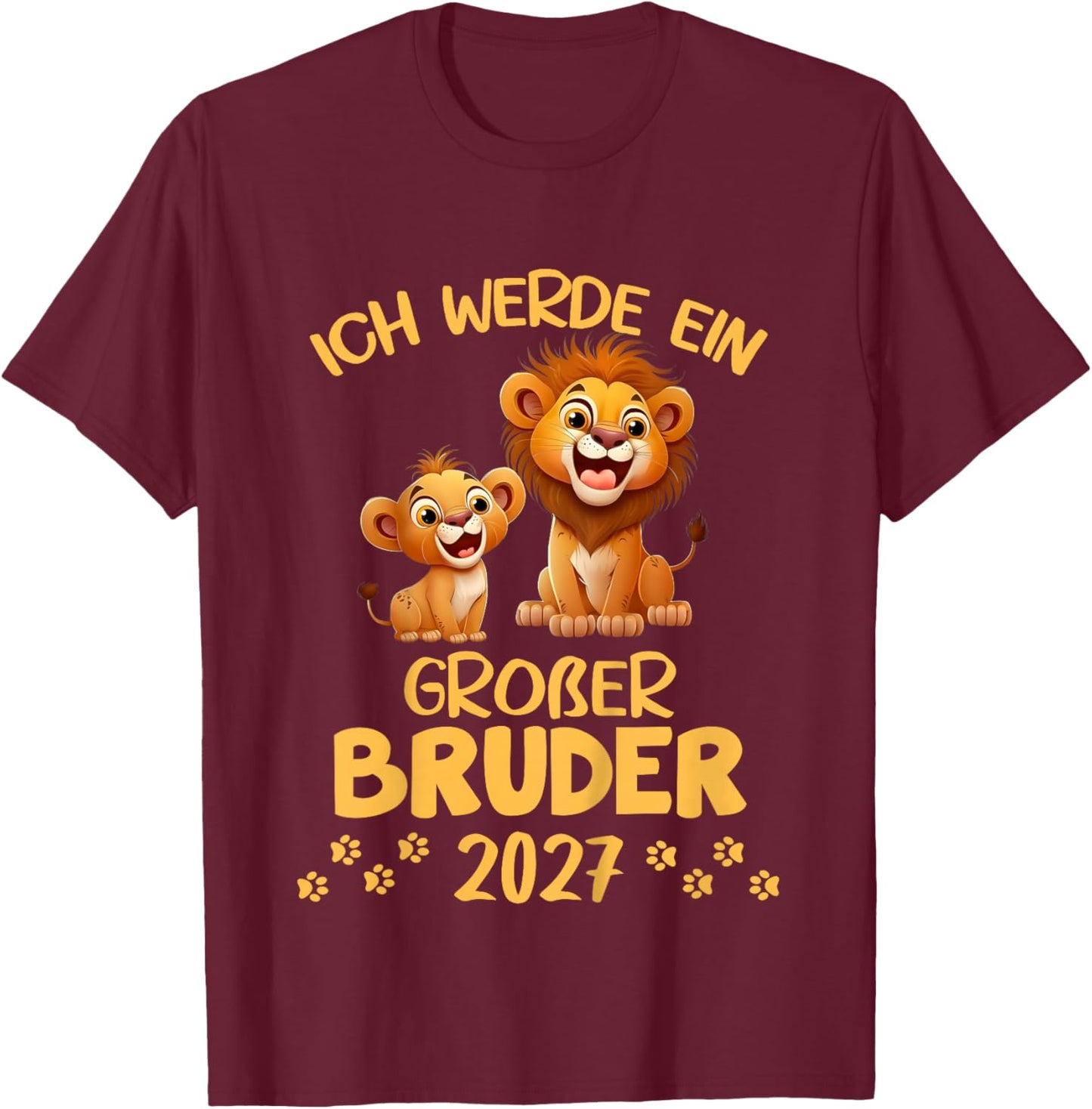 Kinder Ich werde EIN großer Bruder 2027 Löwen Geschwister Geburt T-Shirt - T-Shirt | Maroon