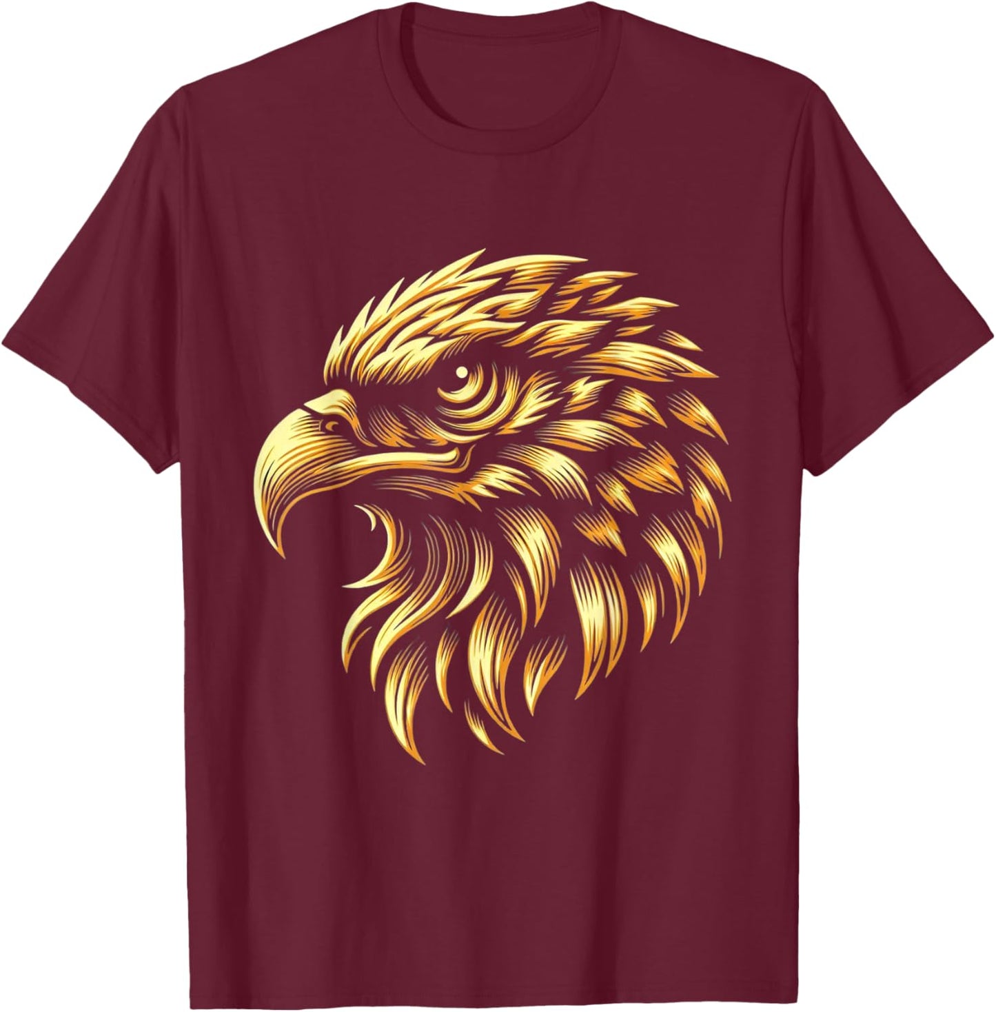 Golden American Bald Eagle Head Patriotic Design T-Shirt - T-Shirt | Maroon